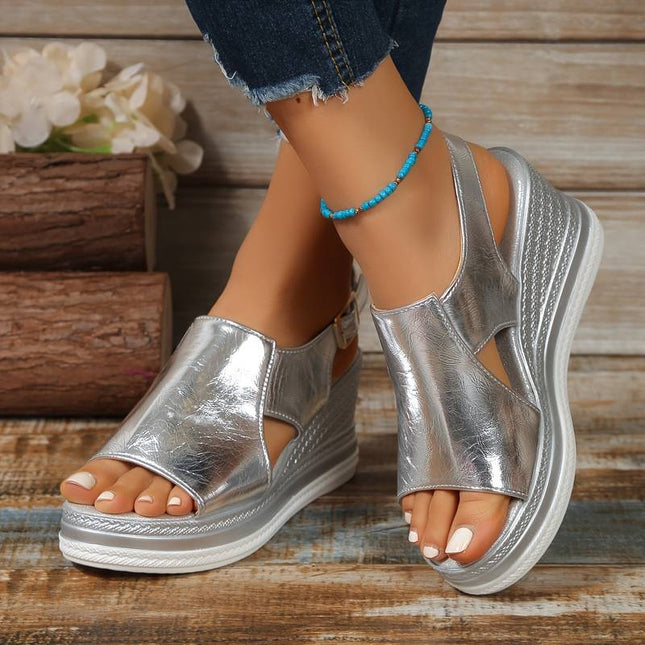 Women’s Metallic Platform Slingback Sandals