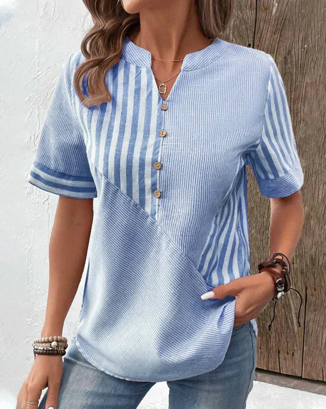 Women’s Mixed Stripe Henley Top