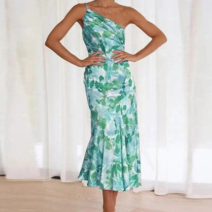 Women’s One-Shoulder Floral Midi Dress