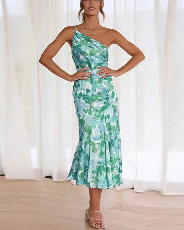 Women’s One-Shoulder Floral Midi Dress