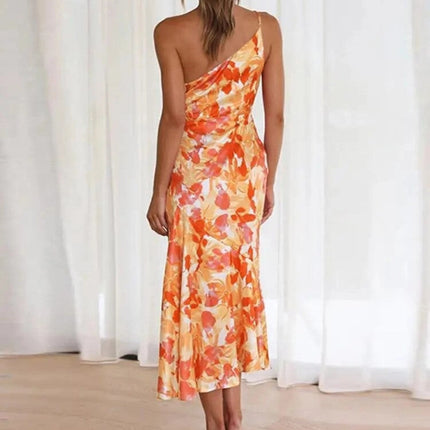 Women’s One-Shoulder Floral Midi Dress