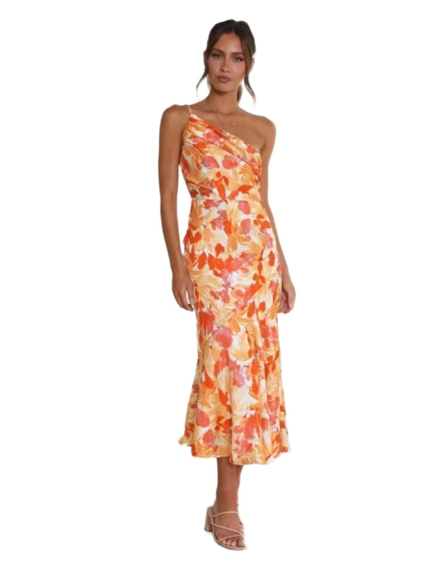 Women’s One-Shoulder Floral Midi Dress