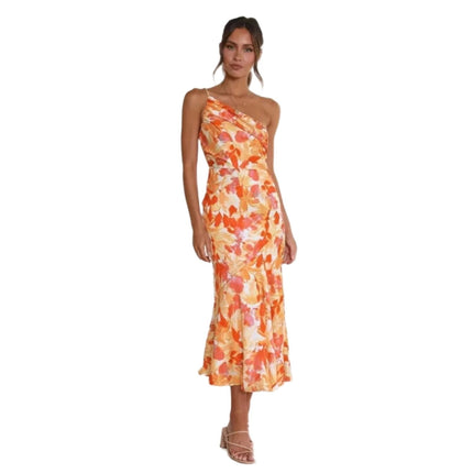 Women’s One-Shoulder Floral Midi Dress