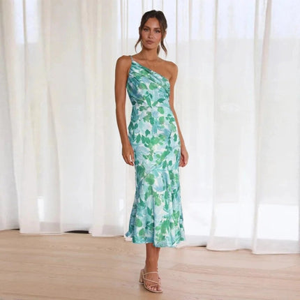 Women’s One-Shoulder Floral Midi Dress