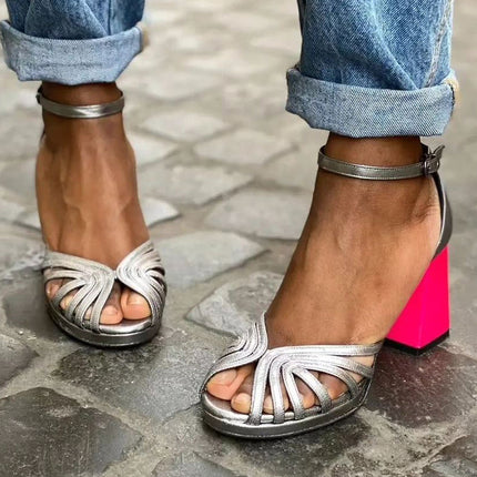Women’s Open-Toe Strappy Block Heel Sandals