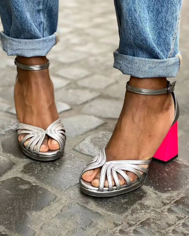 Women’s Open-Toe Strappy Block Heel Sandals