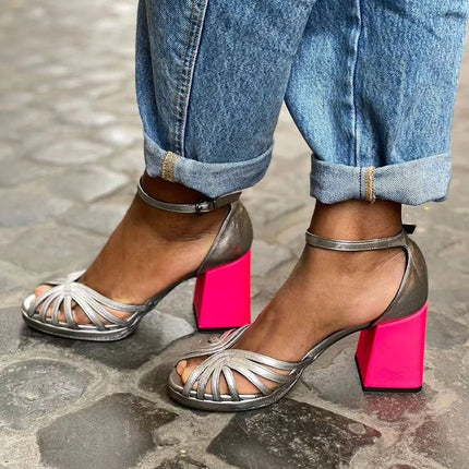 Women’s Open-Toe Strappy Block Heel Sandals