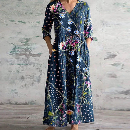 Women’s Patchwork Floral Maxi Dress