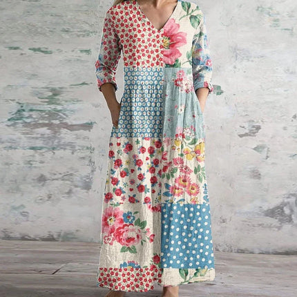 Women’s Patchwork Floral Maxi Dress