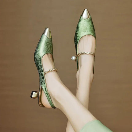 Women’s Pearl Strap Slingback Heels