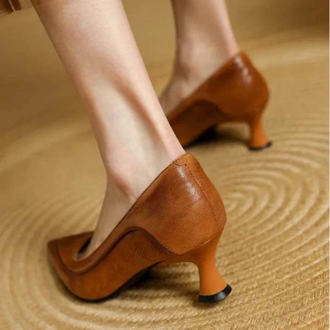 Women’s Perforated Pointed Toe Kitten Heels