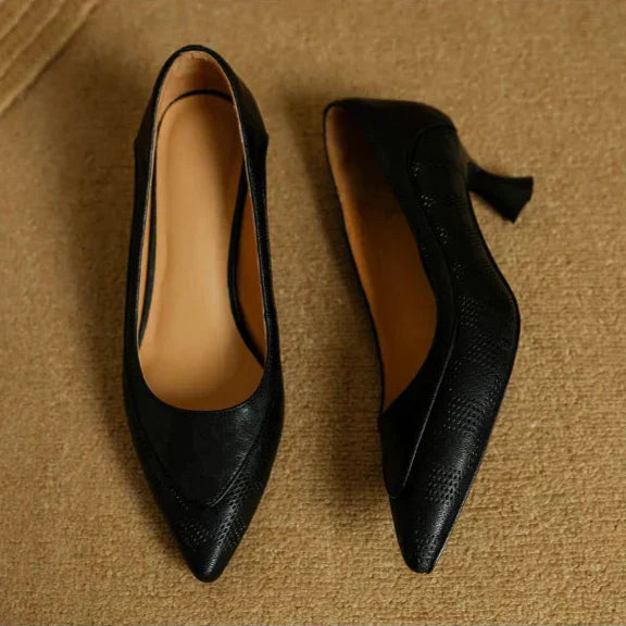 Women’s Perforated Pointed Toe Kitten Heels