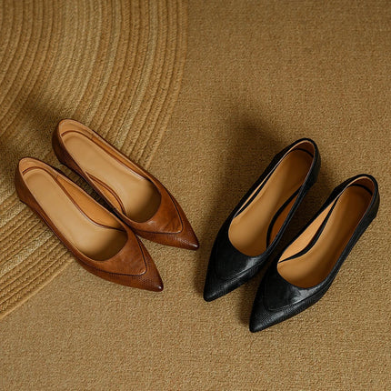 Women’s Perforated Pointed Toe Kitten Heels