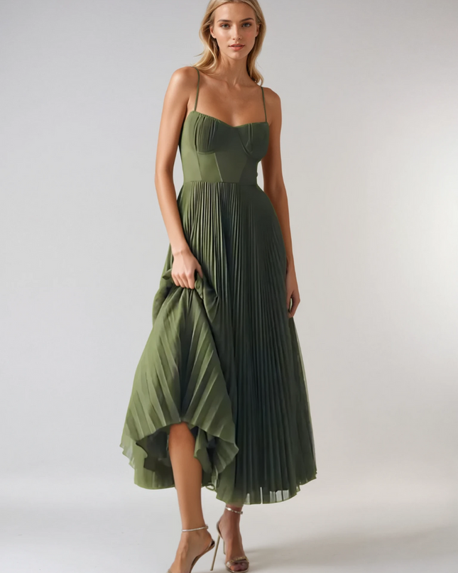Women’s Pleated Bodice Maxi Dress