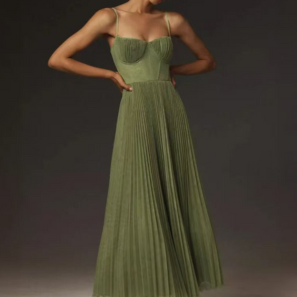 Women’s Pleated Bodice Maxi Dress