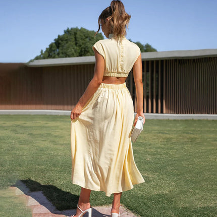Women’s Pleated Cutout Midi Dress