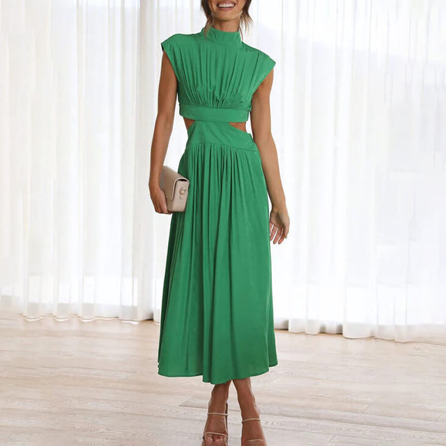 Women’s Pleated Cutout Midi Dress