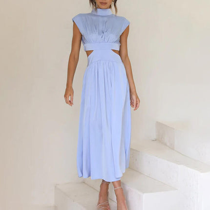 Women’s Pleated Cutout Midi Wedding Guest Dress