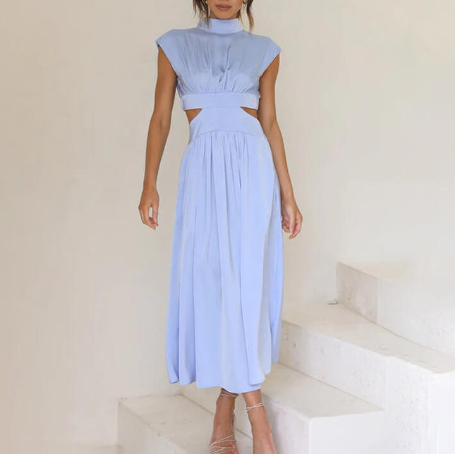 Women’s Pleated Cutout Midi Wedding Guest Dress