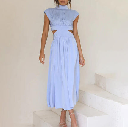 Women’s Pleated Cutout Midi Wedding Guest Dress