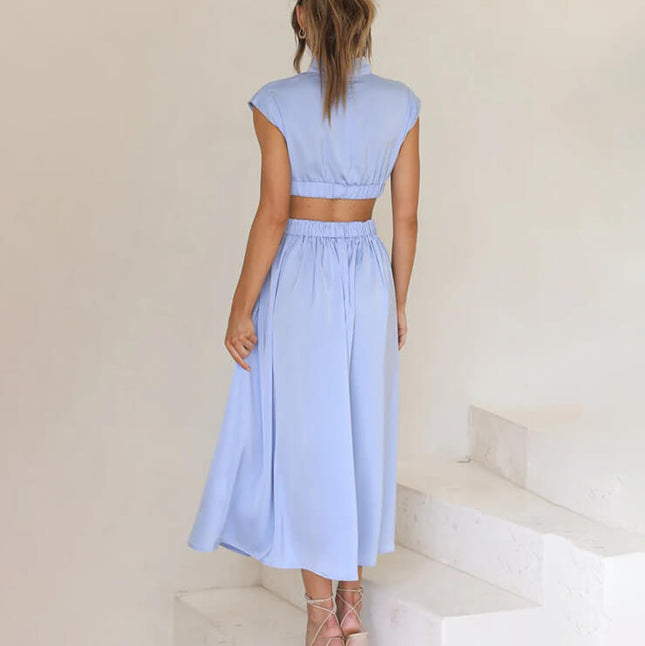 Women’s Pleated Cutout Midi Wedding Guest Dress