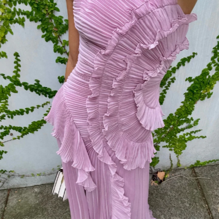 Women’s Pleated Ruffle Halter Summer Wedding Guest Dress