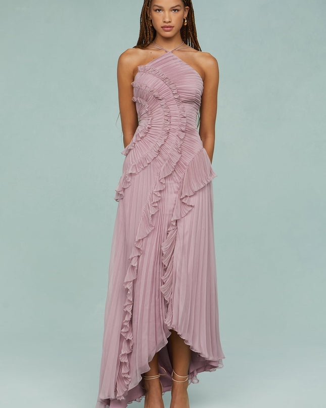 Women’s Pleated Ruffle Halter Summer Wedding Guest Dress