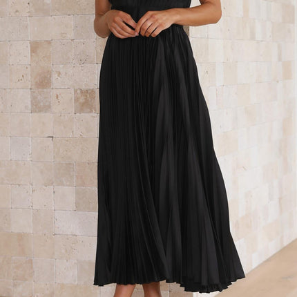 Women’s Pleated V-Neck Midi Wedding Guest Dress