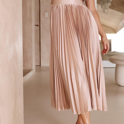 Women’s Pleated V-Neck Midi Wedding Guest Dress