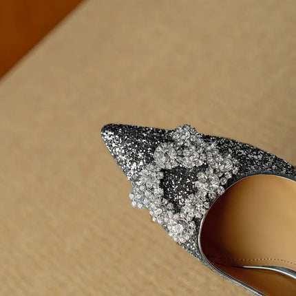 Women’s Rhinestone Buckle Pointed Toe Heels