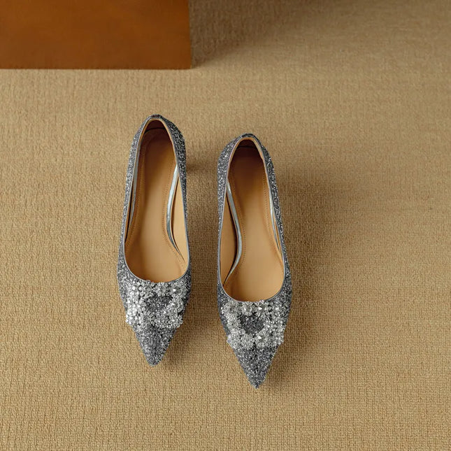 Women’s Rhinestone Buckle Pointed Toe Heels