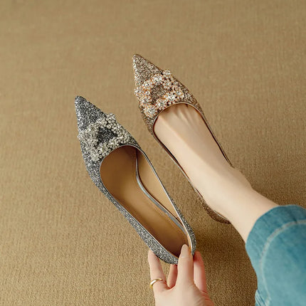Women’s Rhinestone Buckle Pointed Toe Heels