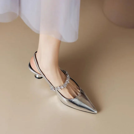 Women’s Rhinestone Strap Slingback Heels