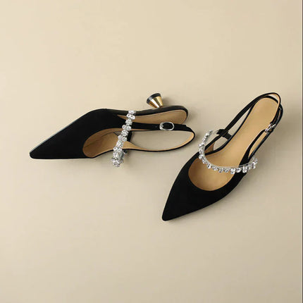 Women’s Rhinestone Strap Slingback Heels