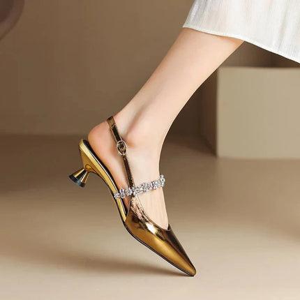 Women’s Rhinestone Strap Slingback Heels