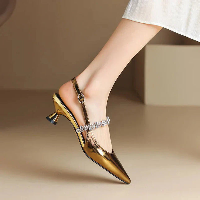 Women’s Rhinestone Strap Slingback Heels