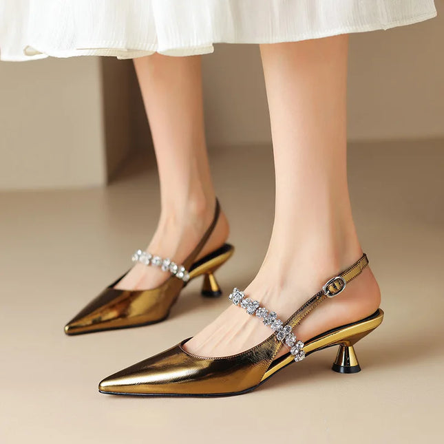 Women’s Rhinestone Strap Slingback Heels