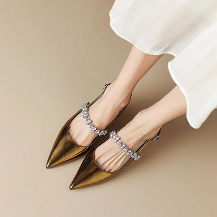 Women’s Rhinestone Strap Slingback Heels