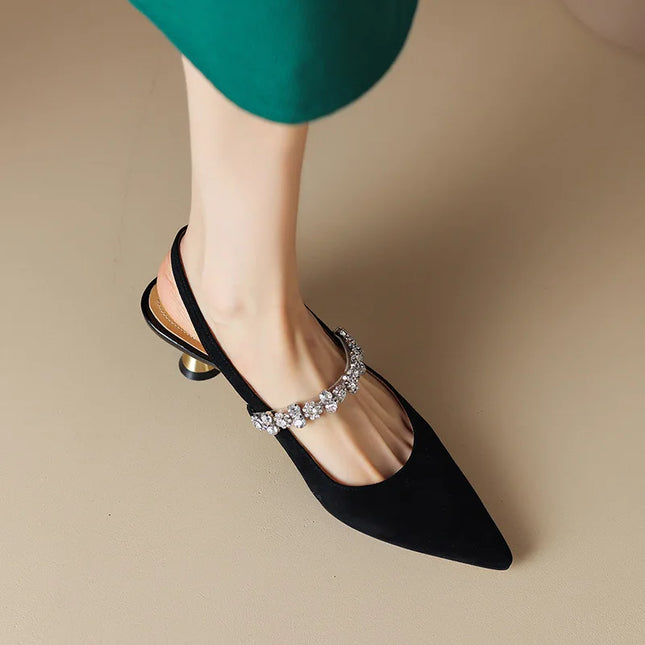Women’s Rhinestone Strap Slingback Heels