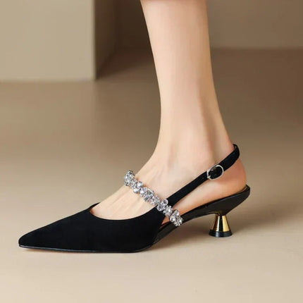 Women’s Rhinestone Strap Slingback Heels