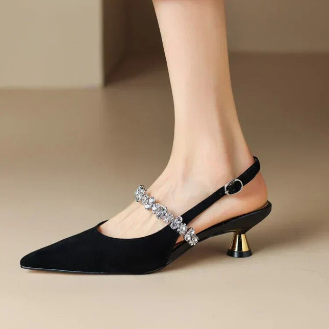 Women’s Rhinestone Strap Slingback Heels