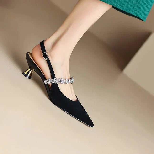 Women’s Rhinestone Strap Slingback Heels