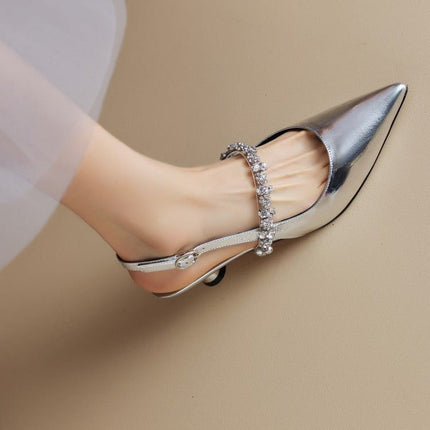 Women’s Rhinestone Strap Slingback Heels
