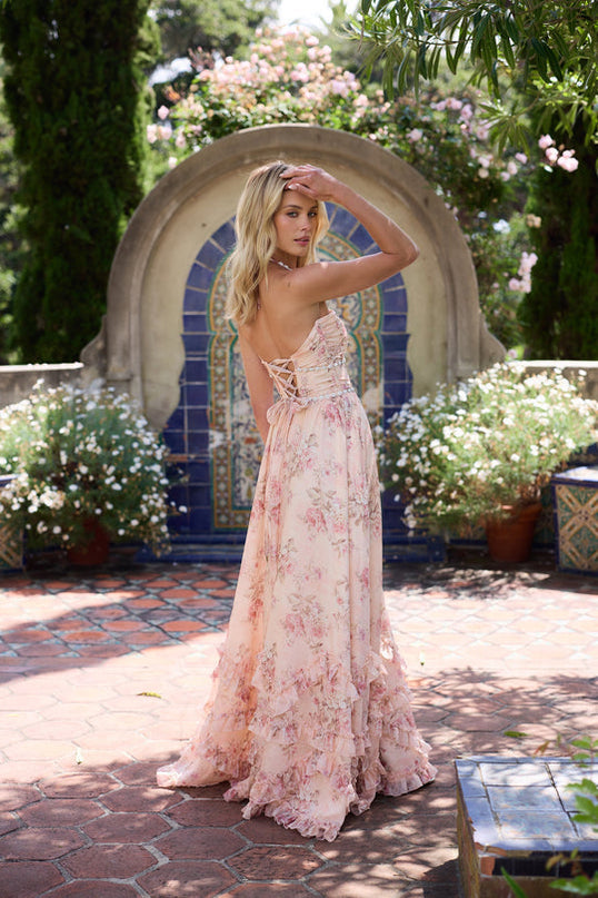 Women’s Ruffle Trim Floral Maxi Dress