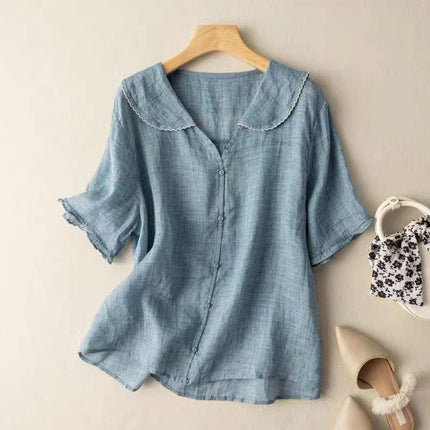 Women’s Scallop Collar Button Front Blouse