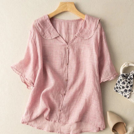 Women’s Scallop Collar Button Front Blouse