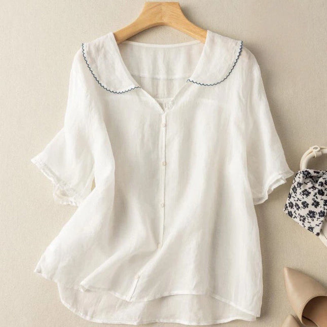 Women’s Scallop Collar Button Front Blouse