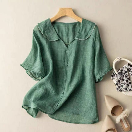 Women’s Scallop Collar Button Front Blouse
