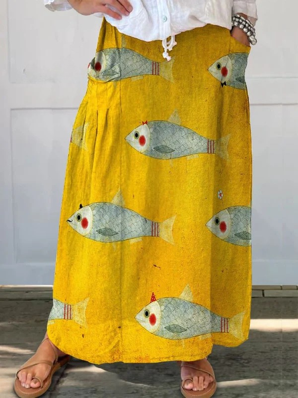 Women’s Seaside Fish Print Skirt