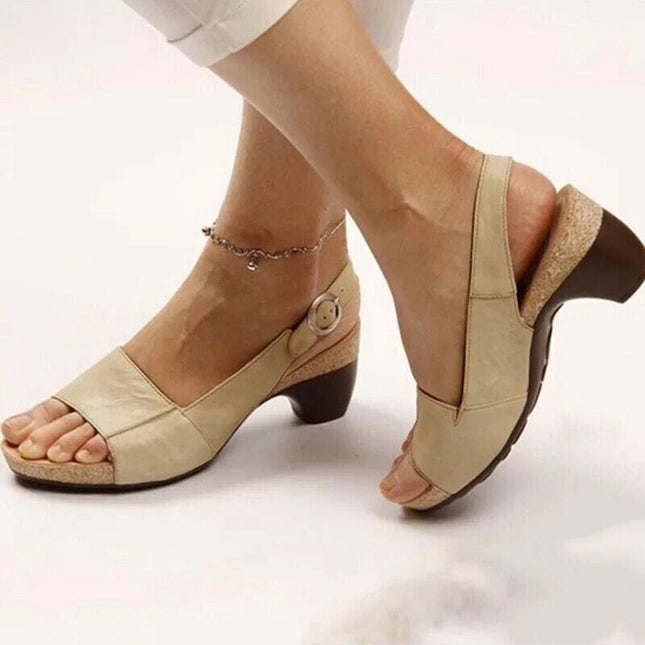 Women’s Slingback Peep Toe Block Heel Sandals